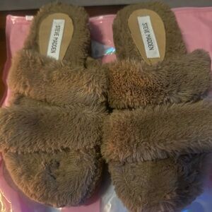 Steve Madden Brown Furry Women's Slippers